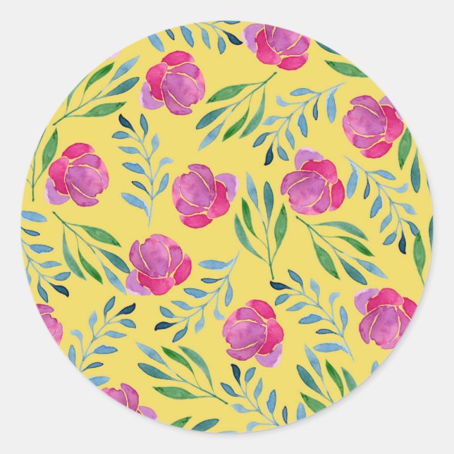 Sticker Rond Dessins de fleurs faciles (Devant)