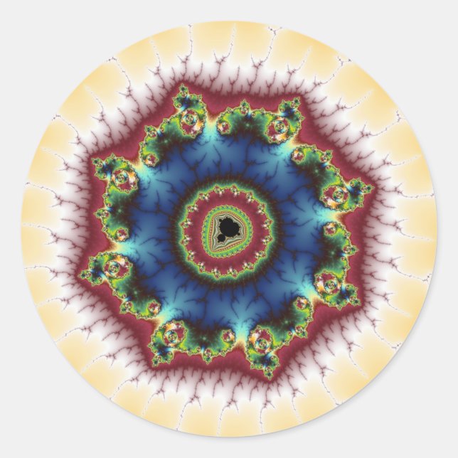 Sticker Rond Dessous de verre - Art fractal (Devant)