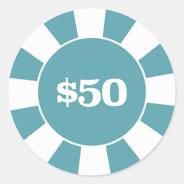 Sticker Rond Dessous de verre de poker 50 bleu (Devant)