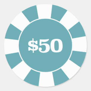 Sticker Rond Dessous de verre de poker 50 bleu