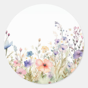 Sticker Rond Dessous de verre Fleur sauvage Cottagecore Floral