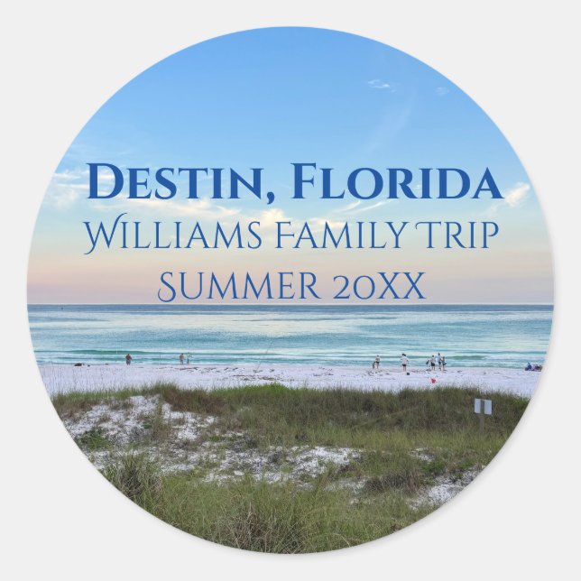 Sticker Rond Destin Florida Beach Coucher de soleil Voyage en f (Devant)