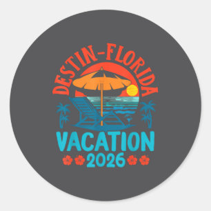 Sticker Rond Destin Floride 2026 Vacances en famille Plage Été