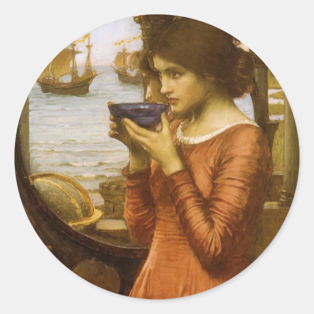 Sticker Rond Destin par John William Waterhouse (Devant)