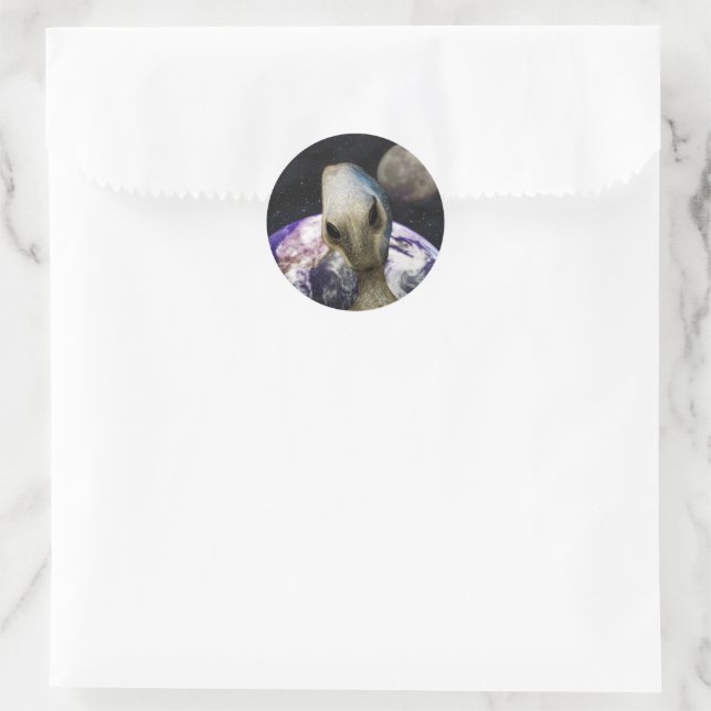 Sticker Rond Destination Alienne : Terre (Sac)