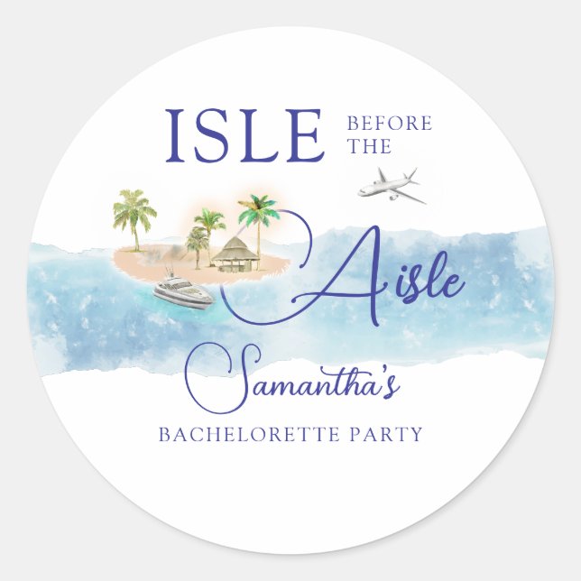 Sticker Rond Destination Bachelorette au Pays des Palmiers sous (Devant)