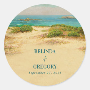 Sticker Rond Destination de mariage de plage côtière à l'aquare