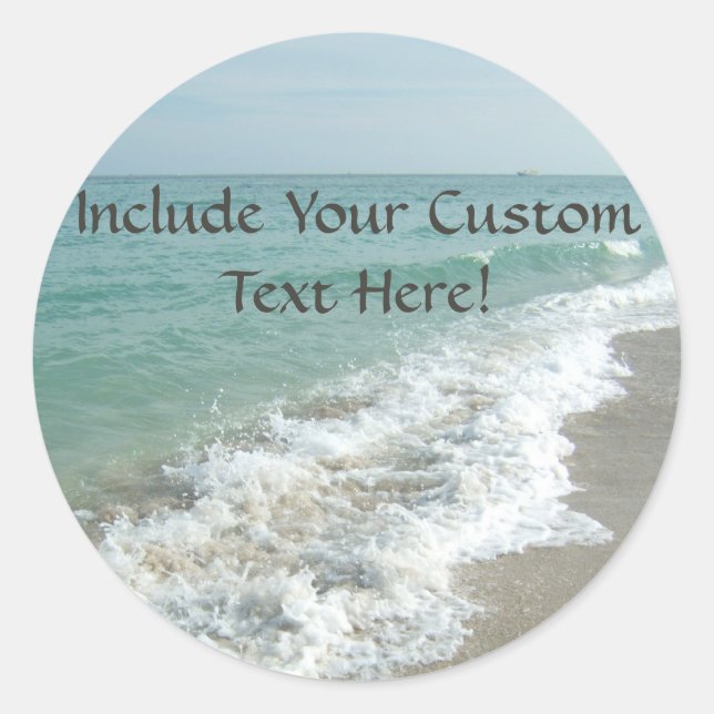 Sticker Rond Destination Mariage Ocean Waves Enveloppe Sceau ou (Devant)