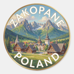 Sticker Rond Destination montagneuse du pic Giewont de Zakopane