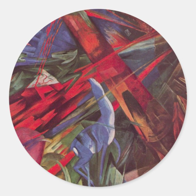 Sticker Rond Destins des animaux de Franz Marc, Cubisme ancien  (Devant)