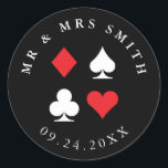 Sticker Rond Destiny Las Vegas Casino Texte Personnalisé À Thèm<br><div class="desc">L'ajout parfait à votre mariage Las Vegas ou à la soirée casino,  ces autocollants ronds peuvent être totalement customisés et sont la touche finale parfaite pour enveloppes,  invitations et faveurs! � 2birdstone 2014</div>
