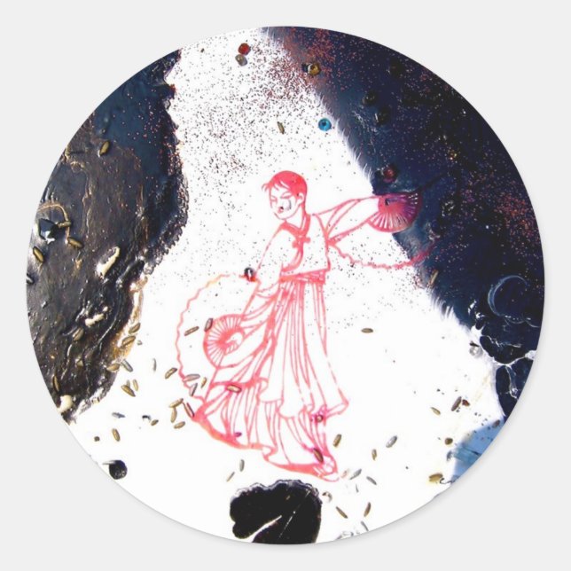 Sticker Rond "Détail de la danseuse éventail" (Devant)