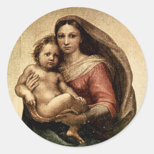 Sticker Rond Détail de Raphael "Sistine Madonna" (circa 1513)