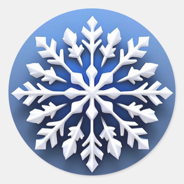 Sticker Rond Detailed White Snowflake Design (Devant)