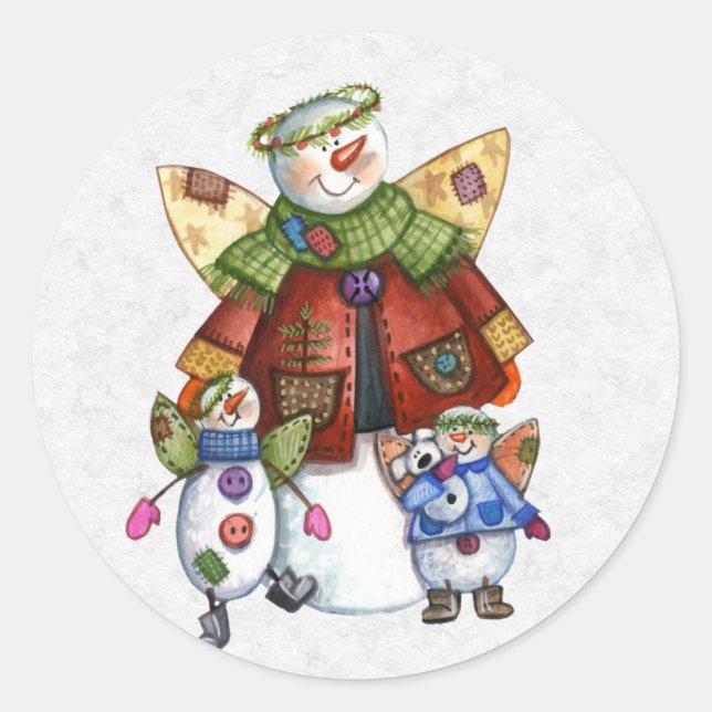 Sticker Rond Détaillant d'enveloppes de Noël (Devant)