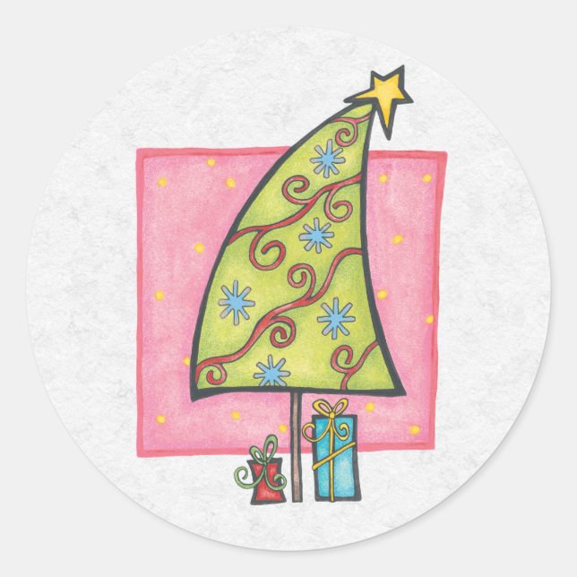 Sticker Rond Détaillant d'enveloppes de Noël (Devant)