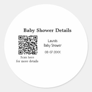 Sticker Rond DÉTAILS DU baby shower QR SCAN CODE RU MODERNE MIN