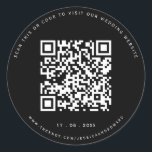 Sticker Rond Détails du mariage Qr Code Simple Noir Minimal Chi<br><div class="desc">Conçu pour les couples qui apprécient la simplicité de l'esthétique moderne. L'utilisation d'un code QR permet à vos invités d'accéder à des informations détaillées sur votre mariage à leur convenance,  tandis que le design noir et minimal ajoute une touche de classe.</div>
