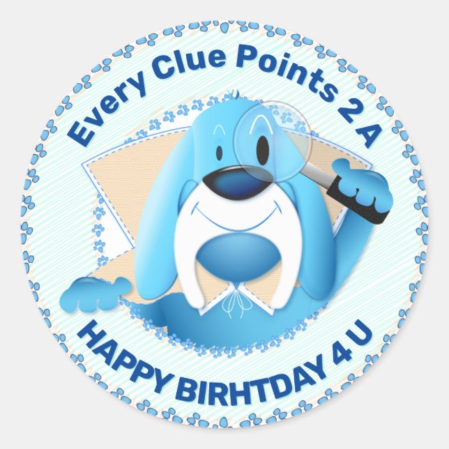 Sticker Rond Détecteur de dessin intelligent de chien à tête bl (Devant)