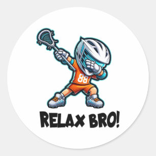Sticker Rond Détendez-vous Bro Dabbing Lacrosse Lecteur Drôle L
