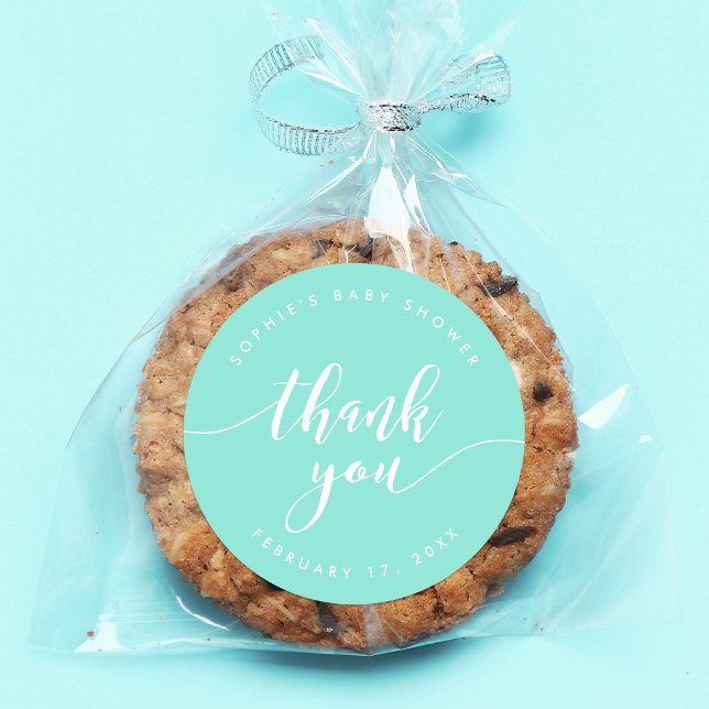 Sticker Rond Détendez-vous Script Merci Pastel Mint (Créateur téléchargé)