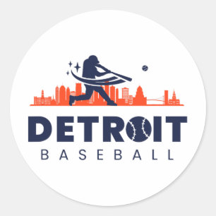 Sticker Rond Détroit Bysebyll Vintage minimaliste Retro Bysebyl