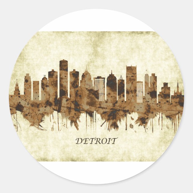 Sticker Rond Detroit Michigan (Devant)