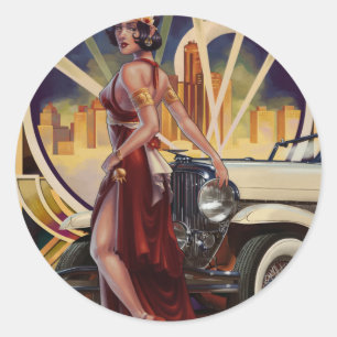 Sticker Rond Detroit, Michigan   Ville automobile