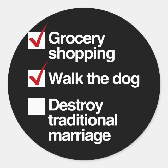 STICKER ROND DÉTRUIRE LE MARIAGE TRADITIONNEL (Devant)