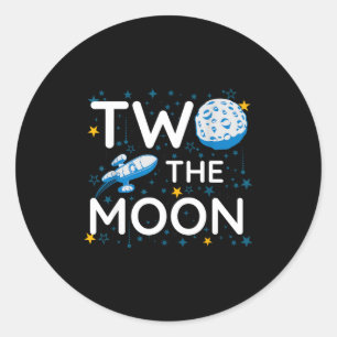 Sticker Rond Deux à la Lune 2ème Amant de planètes Anniversaire