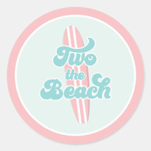 Sticker Rond Deux à la plage Assiettes en papier pour 2e annive