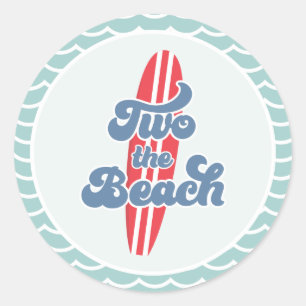 Sticker Rond Deux à la plage Fête d'anniversaire 2ème anniversa