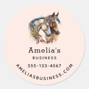 Sticker Rond Deux beaux chevaux Western Boho Business