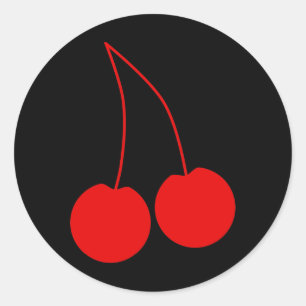 Sticker Rond Deux Cerises Rouges.