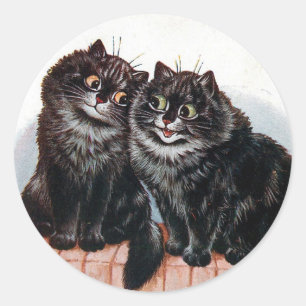 Sticker Rond Deux chats noirs peints par Louis Wain