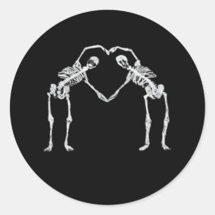 Sticker Rond Deux Coeurs de squelette Mains Classique
