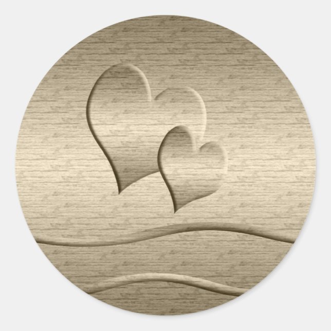 Sticker Rond Deux Coeurs d'or (Devant)