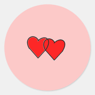 Sticker Rond Deux Coeurs Encadrés