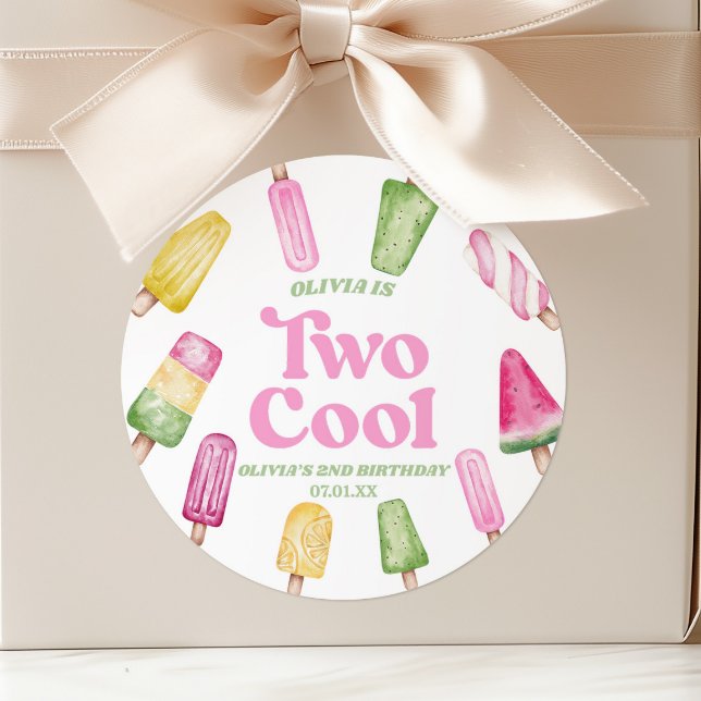 Sticker Rond Deux Cool Fête d'anniversaire rétro popsicle rose  (Créateur téléchargé)