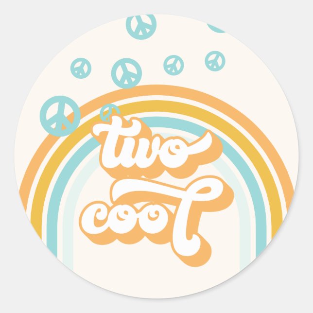 Sticker Rond DEUX Cool Retro Boy 2E Anniversaire (Devant)