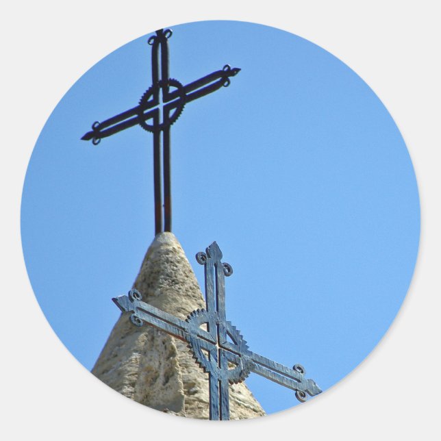 Sticker Rond Deux croix (Devant)