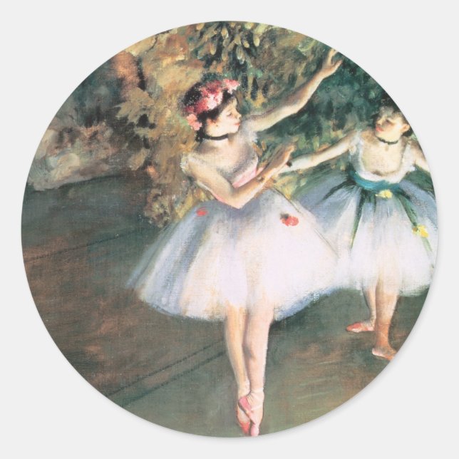 Sticker Rond Deux danseurs sur scène par Edgar Degas, Art Vinta (Devant)