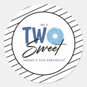 Sticker Rond Deux douceur bleu Doughnut 2e anniversaire