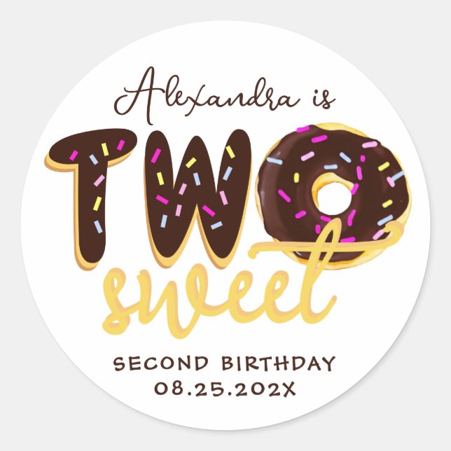 Sticker Rond Deux doux 2ème anniversaire de Donut Chocolate Scr (Devant)
