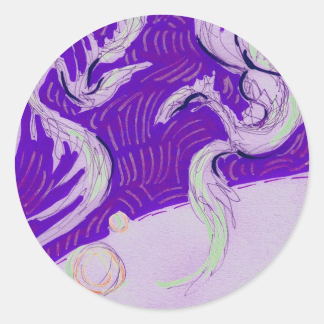 Sticker Rond Deux Dragons, Trois Soleils (Devant)