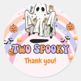 Sticker Rond Deux Éffrayant Halloween Merci d'anniversaire Supe