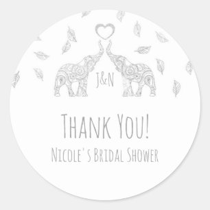 Sticker Rond Deux éléphants d'argent et des feuilles d'automne