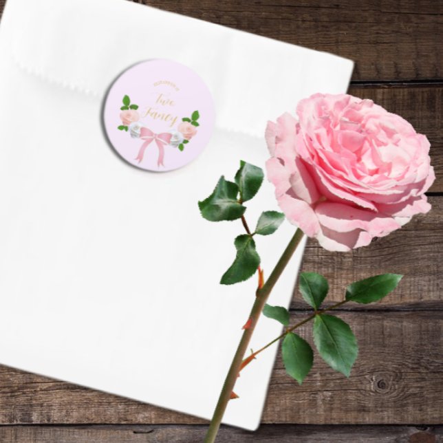 Sticker Rond Deux Fancy Bow Floral Anniversaire (Créateur téléchargé)