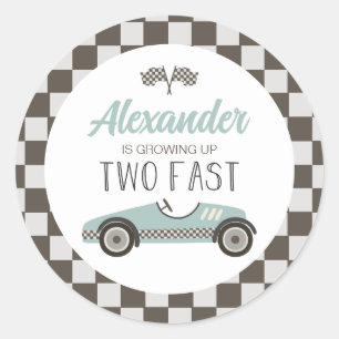 Sticker Rond Deux Fast blue Race Car Anniversaire
