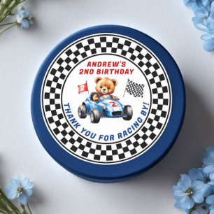 Sticker Rond Deux Fast Race Car 2e Anniversaire